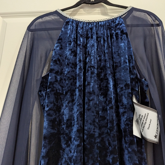 Velvety Blue Formal Winter Dress - Picture 11 of 12